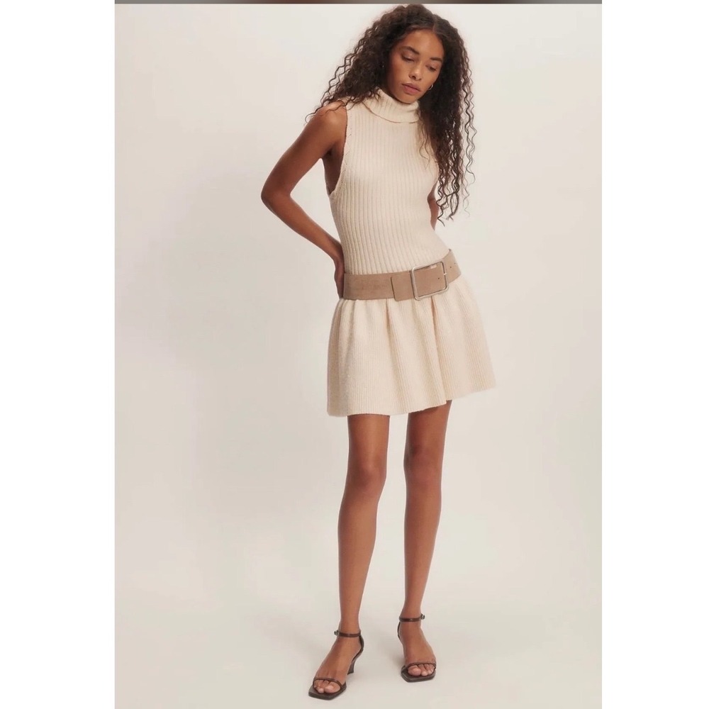 Free People Millie Ribbed Sweater Mini Dress White Swan NWT‎ XL Boho Coastal